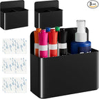 First-zgel 3 Pack Magnetic Dry Erase Marker Holder, Wall Pen Holder for Whiteboard, Magnet School Locker Organizer Accessories, Self Adhesive Pencil Cup, Pen Caddy, Classroom Organization (Black)