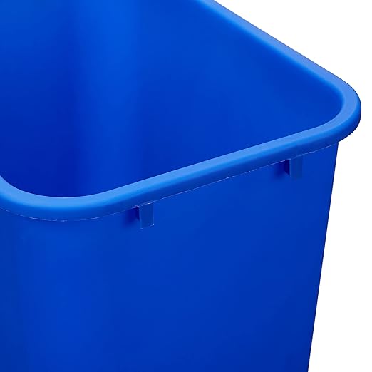 Amazon Basics Trash Can, Rectangular Commercial Office Wastebasket, Recycle Logo, 10 Gallon (Pack of 1), Blue