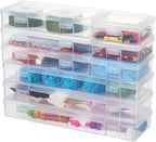 novelinks Stackable Plastic Clear Storage Box Containers with Latching Lid - Art Craft Supply Organizer Storage Containers for Pencil Box, Crayon, Beads (3 Small + 3 Medium + 3 Large -Clear)