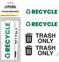 Trash Recycle Stickers – Heavy-Duty Trash Bin Labels - 3-5 Year Indoor/Outdoor Rated - Weather Proof, Ultra Durable - USA Made (6x2 inch), 10 Labels of Each, 20 Total