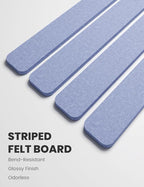Fluxynara Cork Board Alternative Felt Strip Board 8-Pack 13"x2", Office Pin Board with 50 Push Pins, Adhesive Install for Bedroom Door & Home Office(Soft Periwinkle)