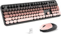 MOFII Wireless Keyboard and Mouse Combo, Full Size 2.4G Plug and Play Typewriter Retro Round Computer Keyboard and Mouse Set for Windows, Computer, Desktop, PC, Notebook - (BlackBerry Gradient)