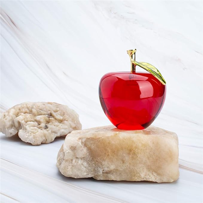 H&D Glaze Crystal Apple Paperweight Craft Decoration (red)