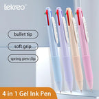 Lekreo Multi-color Ballpoint Pens, 4-in-1 Colored Pens 0.7 Medium Fine Point,Ballpoint Gift Pens for Planner Journaling,Assorted Ink, 6-Count