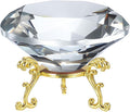 PATIKIL Diamond Crystal Paperweight, 80mm / 3.15" Crystal Paperweight Paper Weight with Gold 19 Metal Base for Home Office Desktop Table Decor Wedding Party Ornaments, Clear