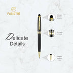 FANSTIK Customized BallPoint pen with name (MADE IN USA), stainless steel, black and gold, luxury engraved pen personalized for men and for women. (BallPoint Black-Gold)