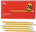 1InTheOffice Pre Sharpened Pencils #2, Pencils with Eraser, 2 HB, Wood-Cased, Black Lead, Yellow Barrel (24)
