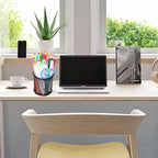 SNOW COOLER Pen Holder Pencil Holder Mesh Metal Pen Cup Holder Pencil Cup Holder for Desk Office Home Pen Organizer Black, 6 Pack