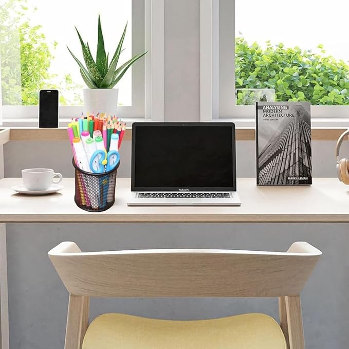 SNOW COOLER Pen Holder Mesh Pencil Holder Metal Pen Holder Pencil Holder for Desk Office Pen Organizer Black, 8 Pack