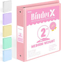 Sooez BinderX Extra Durable 3 Ring Binder, Round Ring 2 Inch Binders, Fits 450 Sheets of 8.5x11 Paper, Customizable View Cover with Inside Pockets, Cute 2" Binder, School Supplies for Girls, Pink