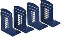 MerryNine 4 Pack Book Ends, Metal Bookends for Shelves, Telephone Booth Decorative Bookends, Non Skid Heavy Bookends, Book, Magazine or CD Organizers for Home and Office (Blue-4pcs)