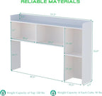OSCHF Wooden Desktop Hutch Bookshelf - Free Standing Desk Storage Shelf with Top Edge for Computer Desk, Desktop Bookcase for Dorm, Home or Office, Countertop Organizer, White, 53.2"