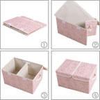 PRANDOM Large Stackable Storage Bins with Lids Fabric Decorative Storage Box Cubes Organizer Containers Baskets with Cover Handles Divider for Bedroom Closet Living Room 17.3x11.8x9.8 Inch 3 Pack