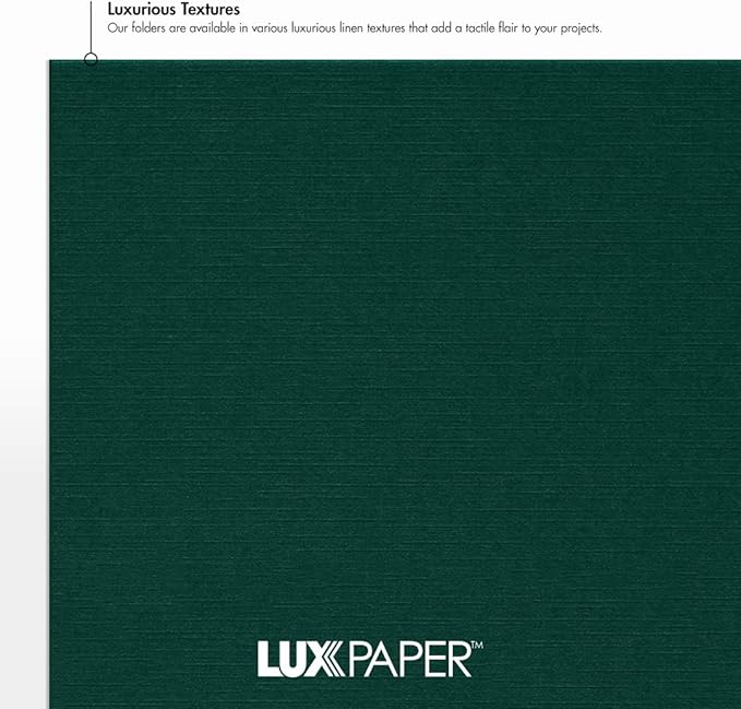 LUXPaper 9.5" x 12" Certificate Holders | Green Linen | 100lb. Cover | 100 Qty