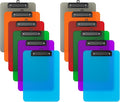 Zoenley A4 Plastic Clipboard Set of 12, Colorful 12.5 x 9 Letter Size for Classroom, Students, Teacher, Nurse, A4 Clear 8.5 x 11 Clip Board with Low Profile Black Clip, Office & School Supplies