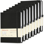Heture 8 Pack Lined Journal Notebooks,A5 Hardcover Notebooks, 5.5 x 8.3 inch, 100GSM, 160 Pages, Classic College Ruled Notebooks for Writing/Work/Travel/College (Black)