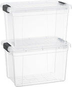 Superio Clear Storage Boxes with Lids, 8.75 Quart Plastic Container Bins for Organizing, Stackable Crates, BPA Free, Non Toxic, Odor Free, Organizers for Home, Office, School, and Dorm, 2 Pack