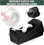 Yahenda 10 Pack Desktop Tape Dispenser Non Skid Base with Transparent Invisible Tape and Replacement Cores for Wrapping Home School Office Supplies