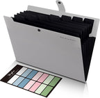 SKYDUE Accordion File Organizer, 8 Pockets Expanding File Folders, Portable Document Paper Organizer, Home College School Office Supplies, Letter Size Gray