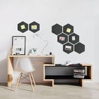 Uoisaiko 12" Large Bulletin Board with 30 Push Pins, Pack of 8 Hexagon Felt Pin Board Notice Boards for Home Office Kitchen, Felt Wall Tiles for Photos Memos