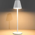 Timjorman Modern LED Cordless Table Lamp, 4000mAh Rechargeable Battery, 3 Level Brightness Night Light, Metal Shell, Minimalist Design, for Couples Dinner/Coffee Table/Restaurant/Bedroom, White