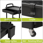 Sorgion 3 Tier Rolling Cart Organizer,Laundry Room Bathroom Organizers and Storage Office Shelves Mobile Shelving Unit Kitchen Trolley Cart with Wheels for Art,Craft,Diaper,Bedside,Snack(Black)