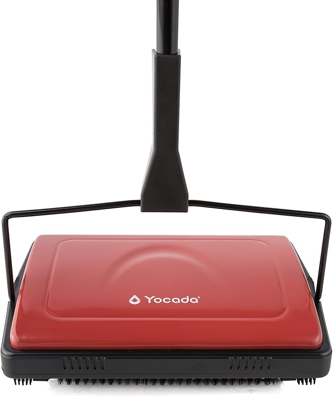 Yocada Carpet Sweeper Cleaner for Home Office Low Carpets Rugs Undercoat Carpets Pet Hair Dust Scraps Paper Small Rubbish Cleaning with a Brush Dark Red