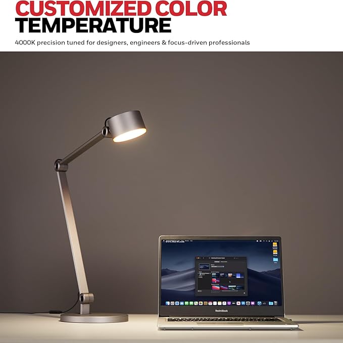 Honeywell LED Desk Lamp, 01A Sunturalux Desk Light for Home Office, 4000K Dimmable Eye Caring Natural Light Architect Lamp with Metal Swing Arm Lamp for Desk Craft Reading