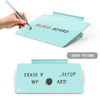 Aqua Blue Mini Desktop Pure Glass Whiteboard, Small Slope Slick Desk Whiteboard Glass, Desk White Board, Desktop White Board Dry Erase, Stenography Artifact for Office Home Schooling Décor, 8x6 Inches