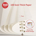 Spiral Notebook-5.75" x 8.125" College Ruled Journal with Inner Pockets and 160 Pages,PU Leather Cover Business Journal, Twin-Wire Binding Notebook Perfect for Office & Home School Supplies Dark Red