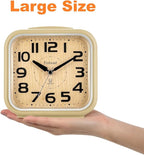 Tinload 5.5" Large Analog Alarm Clock Silent Non Ticking, Gentle Wake, Beep Sounds, Increasing Volume, Battery Operated Snooze and Manual Light, Easy Set, Cream