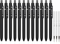 STAGEEK Black Gel Pens, 12Pcs Fine Point Smooth Writing Pens with 3 Extra Refills, Quick Dry Black Ink Pens for Journaling, Office, Note Taking, School Supplies, Nurse Aesthetic(Black)