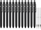 STAGEEK Black Gel Pens, 12Pcs Fine Point Smooth Writing Pens with 3 Extra Refills, Quick Dry Black Ink Pens for Journaling, Office, Note Taking, School Supplies, Nurse Aesthetic(Black)