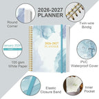 2026-2027 Planner - 18 Months Weekly & Monthly Planner from January 2026 - June 2027, Planners 2026-2027 with Elastic Closure, Inner Pocket, 8.5" x 11", Blue WaterColor