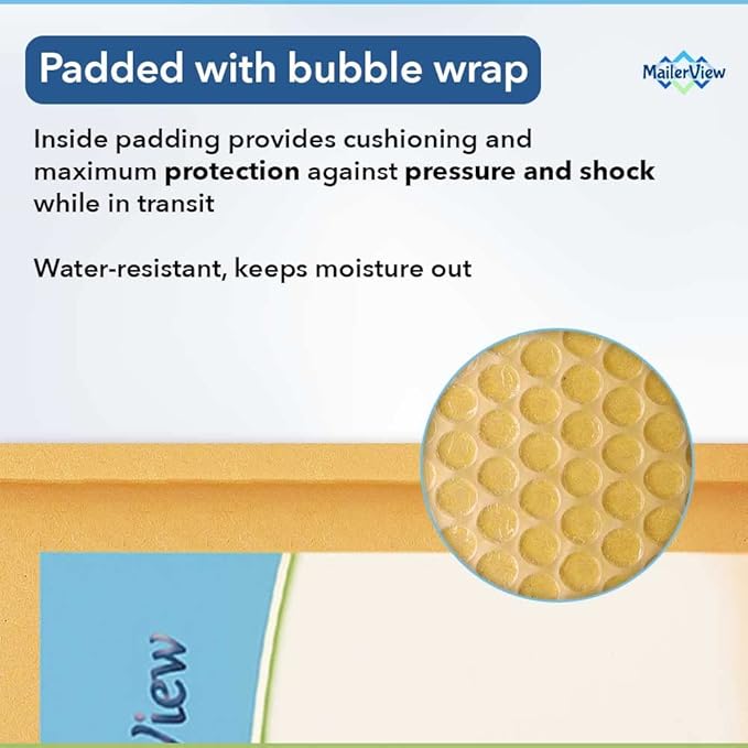 Kraft 12.5x19.5 Large Bubble Mailers #6 | Self Seal Padded Envelopes | Air Lined Cushioned Yellow Bubble Mailer | Usable Size 12.5x18 | 50 Pack Bulk | Lightweight shipping Bags | Made in USA