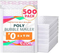 Ezone (500 Pack) #0 6"x9" Bubble Mailer Poly Padded Envelope Self-Seal Mailing Envelope Waterproof Weather Resistant Shipping Mailers Bubble Cushioned Poly Mailer (Pearl, #0/6x9-500 Pack)