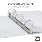 Samsill 2 Inch 3 Ring Binder, Made in USA, Economy Round Ring, Clear View Cover, 425 Sheet Capacity - for School, Home, Office - Pearl White