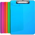 Plastic Clipboards with Low Profile Clip Set of 6-12.5 x 9 Inch Multi Color Plastic Clipboards Bulk - Clear Clip Boards Bulk Classroom Holds 100 Sheets, Acrylic Clipboard Clear 6 Pack