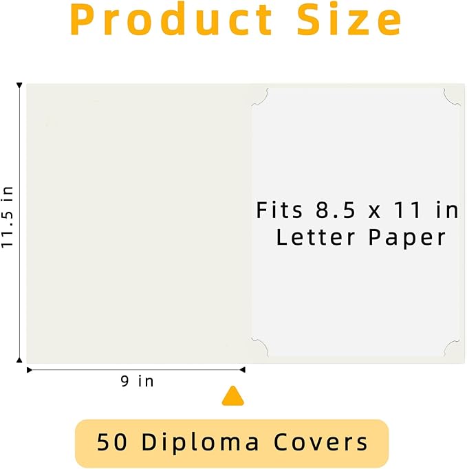 HAUTOCO 50 Packs Certificate Holders, Cream Color Diploma Folders Certificate Covers with Gold Foil Border for Letter Size 8.5x11 Cardstock, Award, Document, Graduation