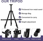 AROIC10 Pack Painting Display Easel Stand Portable Adjustable Metal Tripod Artist Canvases Height from20to66Inch Extra Sturdy forTable-Top/Floor Painting, Drawingand Displaying,Black with10StorageBag