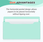 Feifeiya Magnetic Pocket File Holder Large File Folder Organizer Paper Mail Letters Holder Wall Hanging Office Supplies for Refrigerator Whiteboard Cabinets(13.8 x 8.3 Inch,Horizontal,Mint Green)