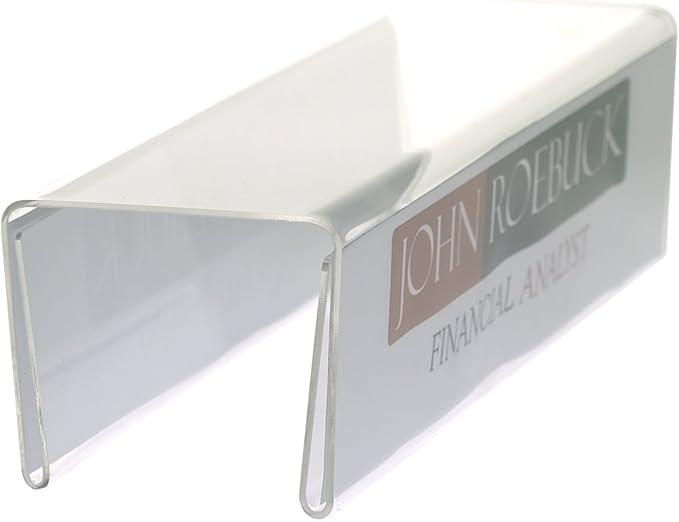 Source One Deluxe Clear Acrylic Cubicle Name Plate (2 Inch Hook, Name Plate Double Sided)