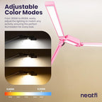 Neatfi LED Desk Lamp, Dimmable Desk Light with 360 SMD LEDs, 30W, CRI 95, Adjustable Color Temperature, Task Lamp for Home, Office, and Workbench (CCT, Pink, 41 Inches)