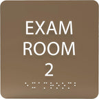 ADA CENTRAL SIGNS - 6" X6" Exam Room 2 Sign - ADA Compliant Tactile Graphics Grade 2 Braille Text Acrylic Wall Signs - Educational Institution Directional Assistance Test Center Door Sign for Schools