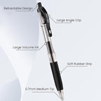 ParKoo Black Gel Pens, 100 Pack Quick Dry Retractable Medium Point 0.7mm Rollerball Gel Ink Pens Smooth Writing with Comfort Grip for Middle and High School Office Home