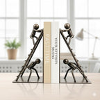 Black Decorative Bookends, Cast Iron Book Stand to Hold Books Heavy Duty, Book Stoppers for Home Decor, Office Desk, Living Room Decor