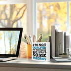 WUZYOU I'm Not Qualified To Diagnose Wood Block Sign Desk Decor, Inspirational Office Wood Box Sign, Motivational Desk Accessories for Women Office Shelf 5x5x1 INCH