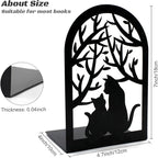 Book Ends, Bookends, Metal Bookend, Cat Decorative Bookends, Bookends for Shelves, Home Decorative Bookends for Heavy Books, Black Non-Skid Book Stopper, 7 x 4.7 x 4 inch (2 Pair)