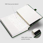 AHGXG Bullet Dotted Journal - 320 Numbered Pages Dot Grid Notebook A5 Thick Journal, 100gsm Thick Dotted Paper, Leather Hardcover,Inner Pocket, 5.75'' × 8.38'' - Green