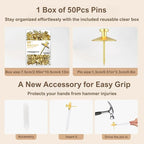 50pcs Gold Thumb Tacks for Picture Hangers - Heavy Duty Push Pins, Double Headed Thumbtacks for Hanging, Metal Wall Tacks, Pins, Nails, Hooks (Gold)